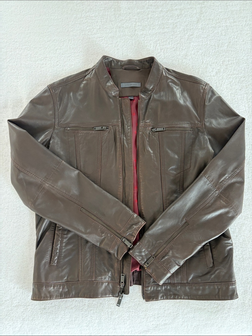 John Varvatos Brando Leather Zip Jacket - Size M